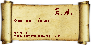 Romhányi Áron névjegykártya